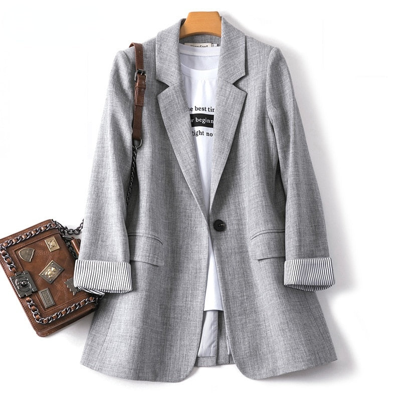 Ladies Long Sleeve Spring Casual Blazer New Fashion Business Plaid Suits Women Work Office Blazer Women Coats Woman Jacket