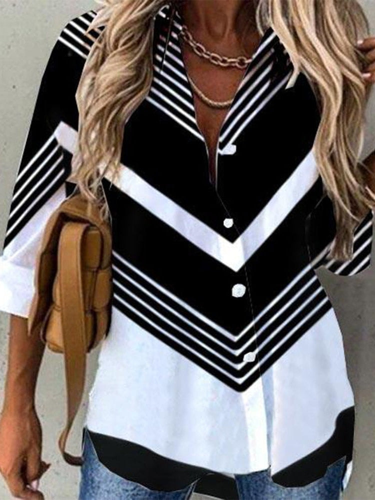 Elegant Loose Women Shirts Fashion  Shirts Women Print Casual Tops Ladies