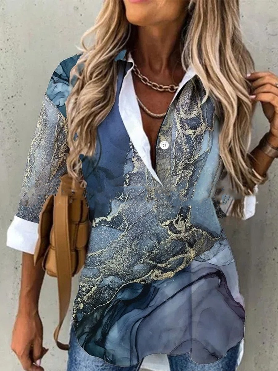 Elegant Loose Women Shirts Fashion  Shirts Women Print Casual Tops Ladies