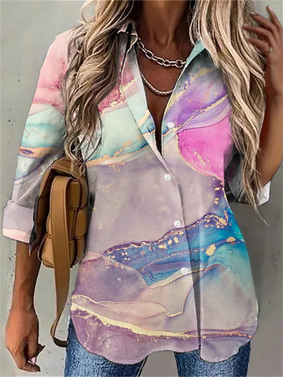 Elegant Loose Women Shirts Fashion  Shirts Women Print Casual Tops Ladies