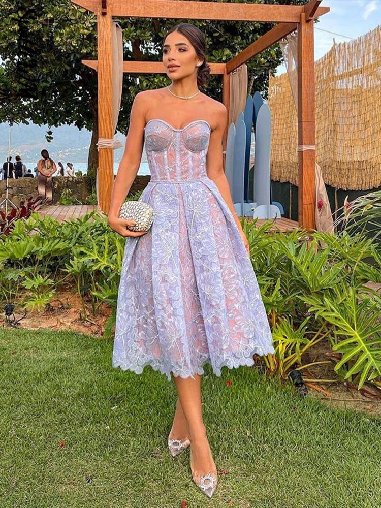 Fiona Printed Lace Corset Dress